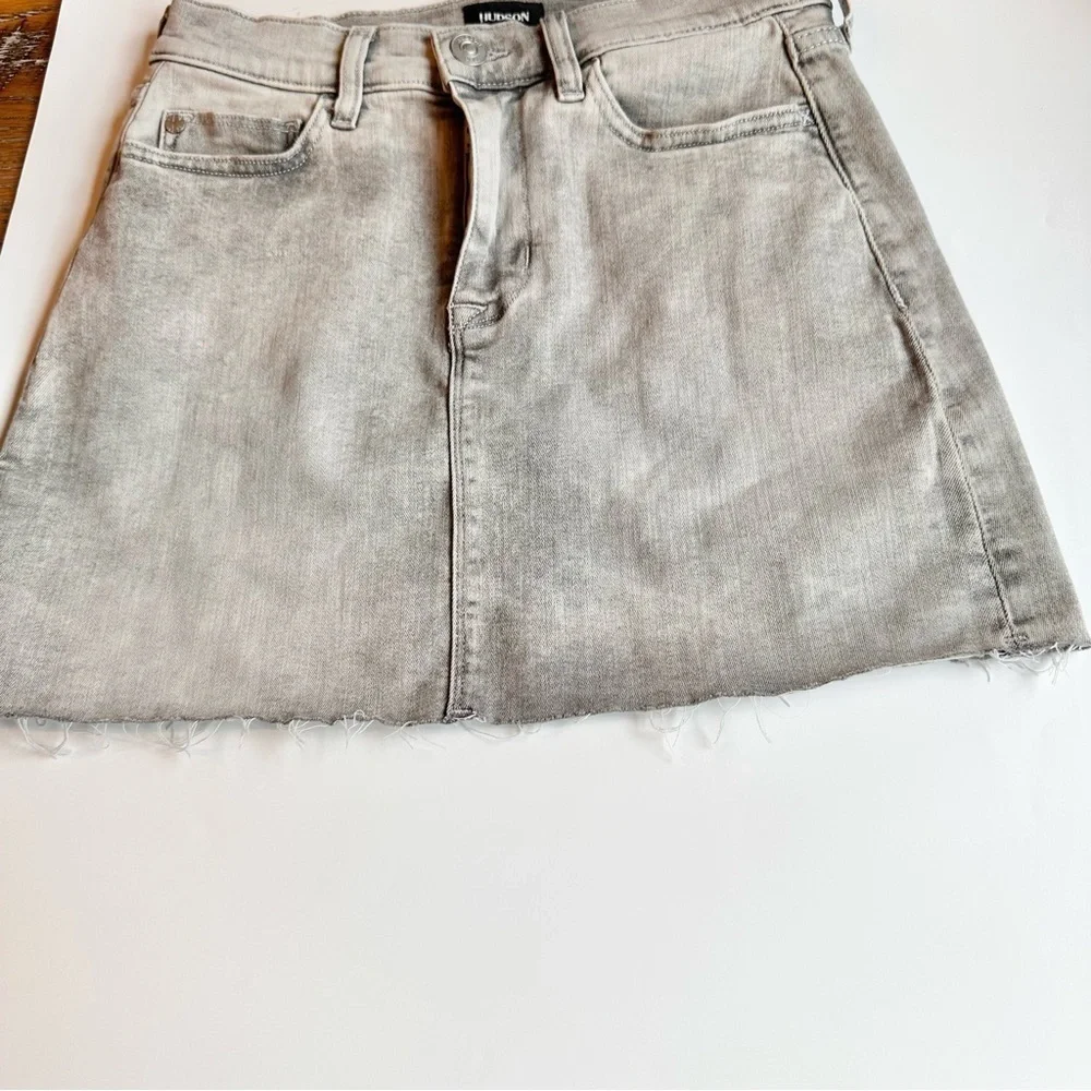HUDSON Women's Vivid Denim Raw Hem Mini Skirt Gray SZ 25